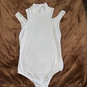 Free People Ivory Cut-Out Sleeveless Bodysuit